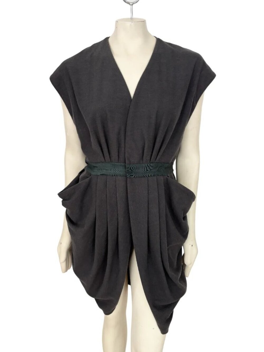 VTG INTERLUD Ultra Dramatic Chic Avant-garde Draped Wrap Top Gray Y2K SZ M